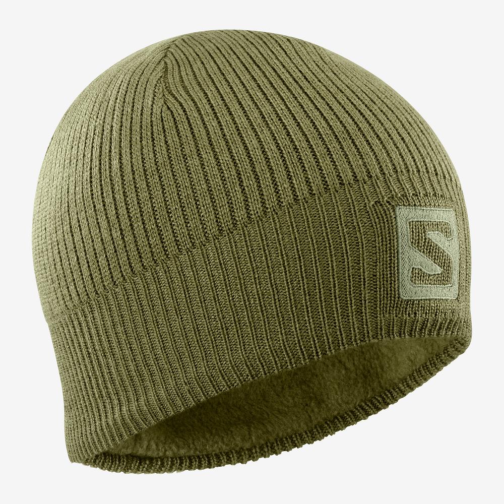 Bonnets Salomon Homme Vert - Salomon LOGO - France (4026-QDFVO)